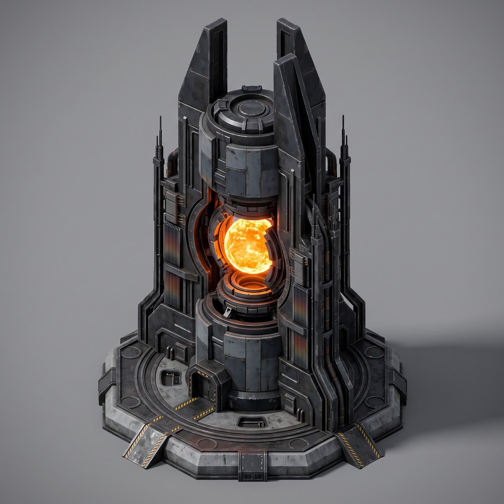 A reactor tower generated from a player prompt