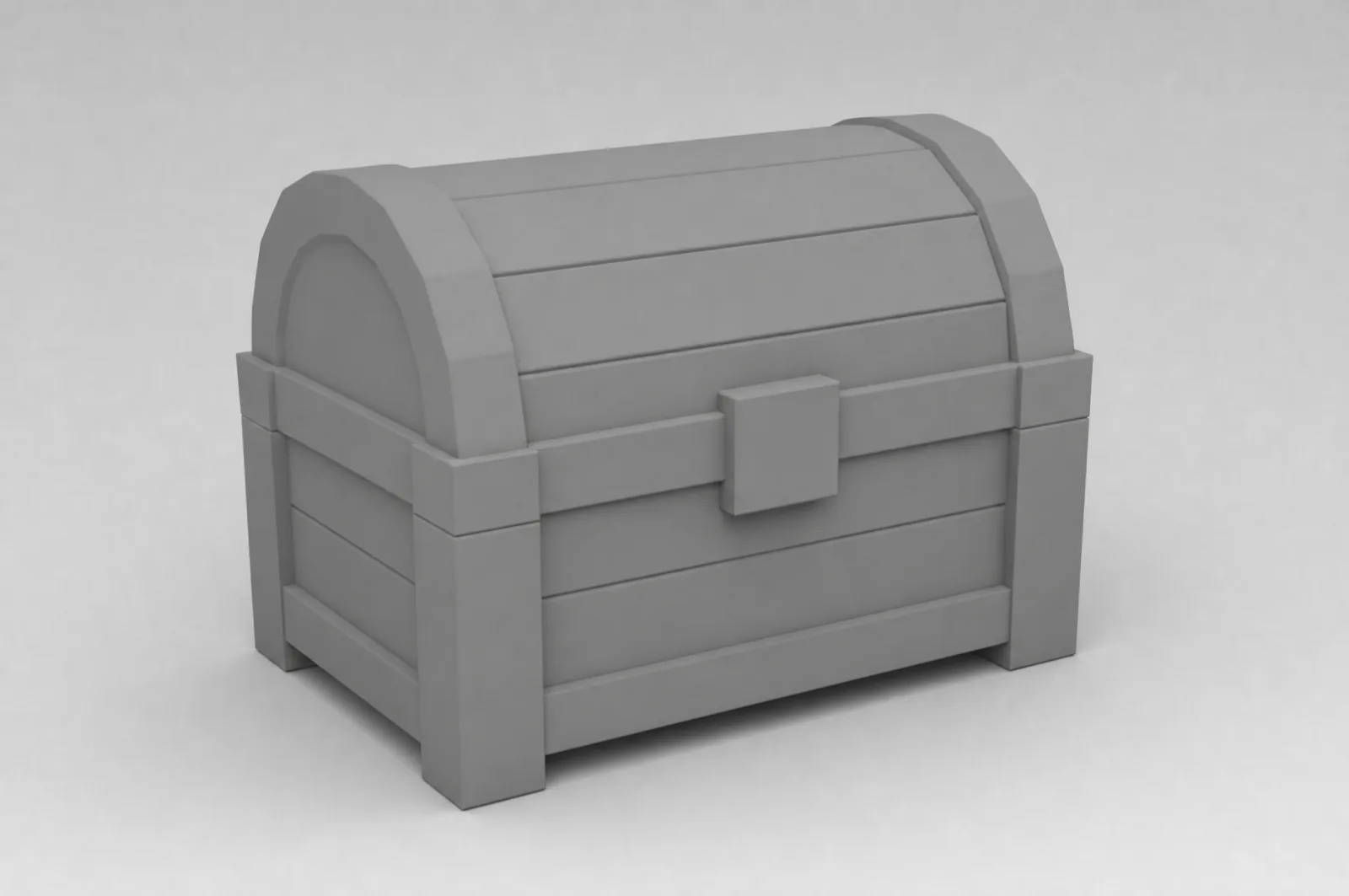 Neutral grey untextured 3D prototype of a chest, the starting point for the pipeline