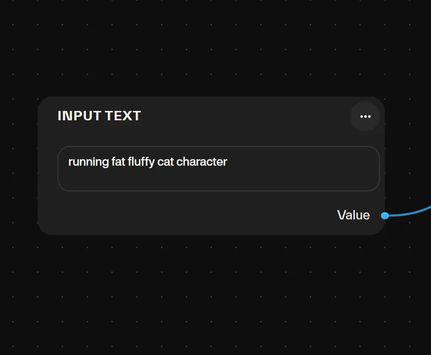 Atlas canvas input node with the text prompt "running fat fluffy cat character"
